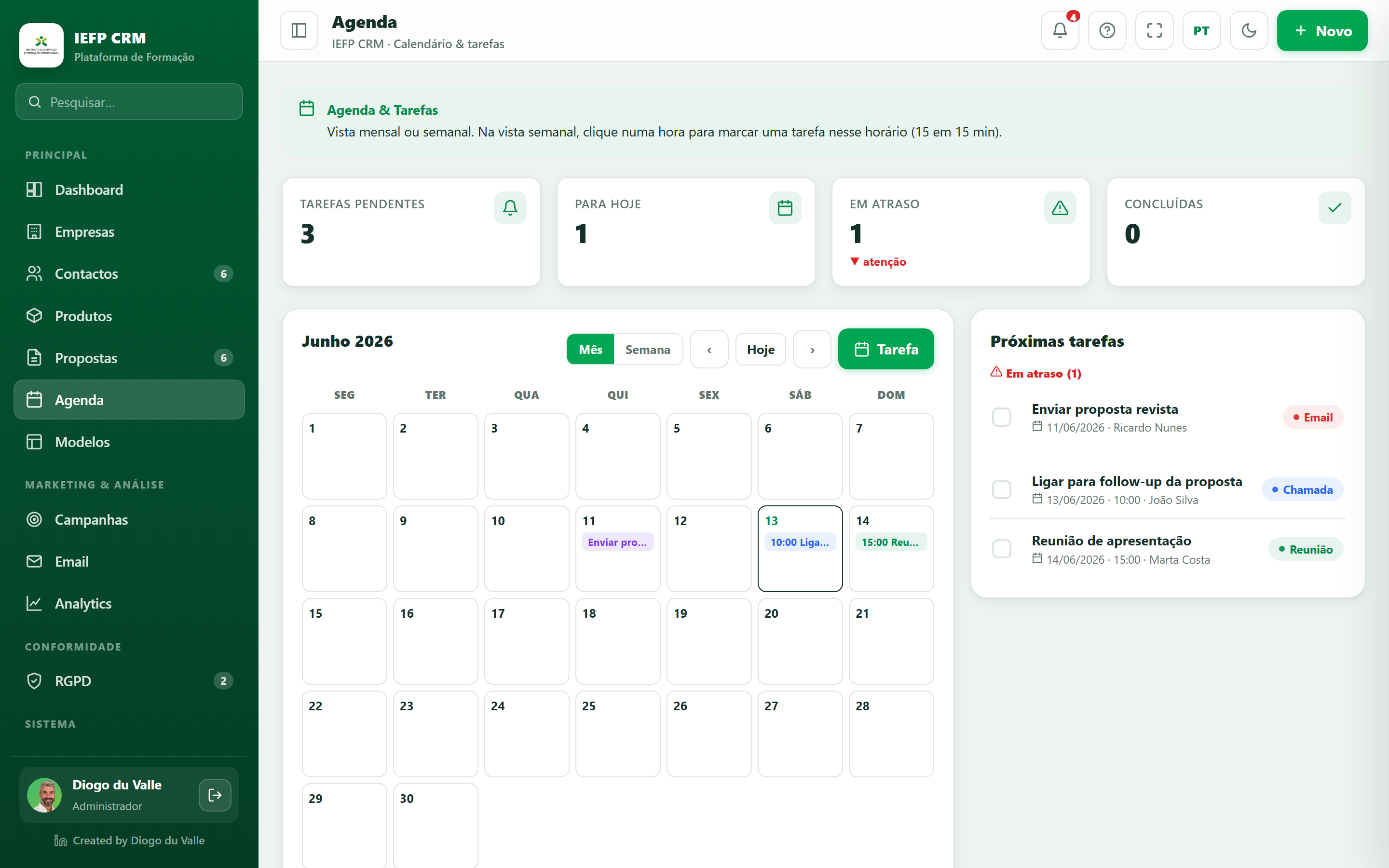 Agenda - calendário e tarefas